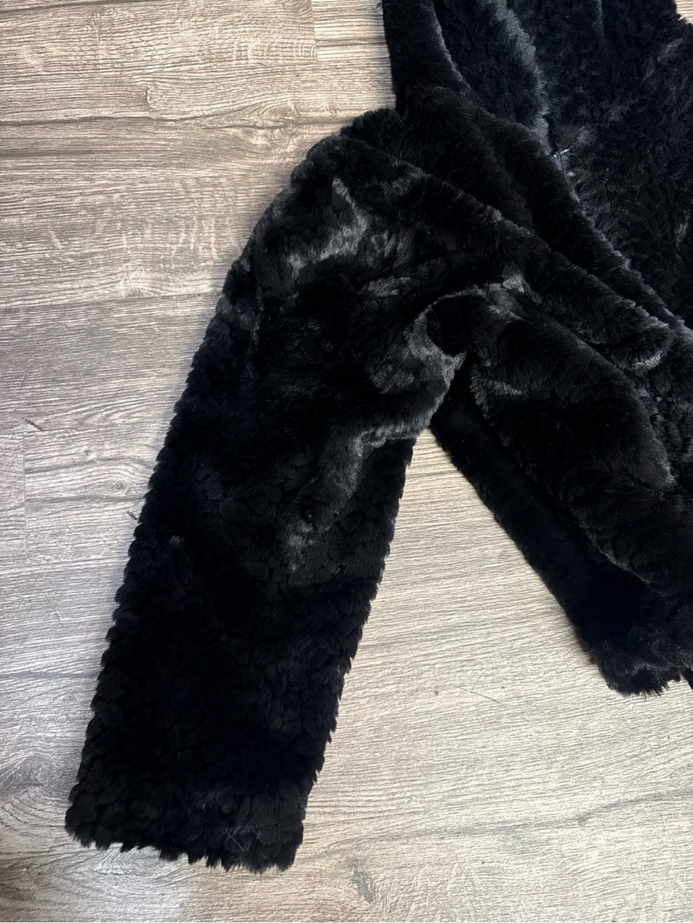 Steve Madden Black Faux Fur Hooded Jacket XL Plush Teddy Zip Winter Coat - Picture 3 of 11